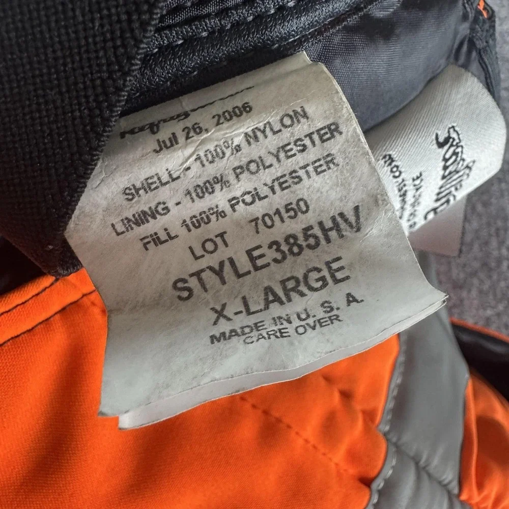 RefrigiWear Bib Overalls Mens XL Orange Insulated Hi Vis Reflective USA Workwear